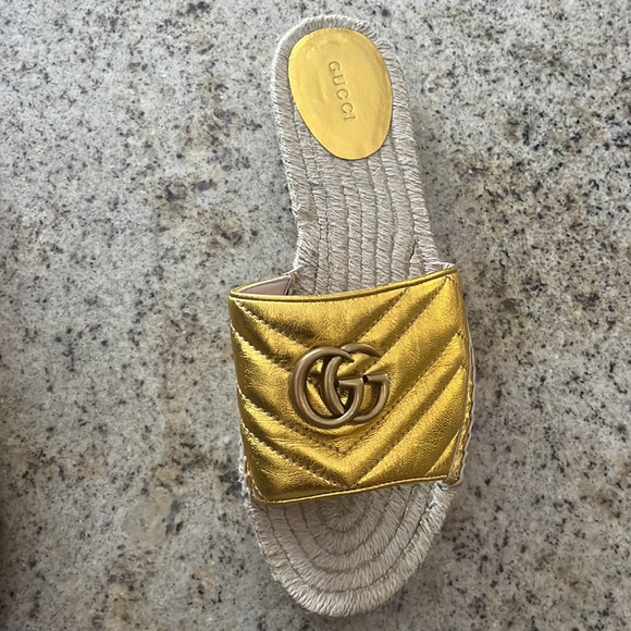 Gucci Flat Pilar Metallic Leather Slide Sandal - Picture 4 of 5